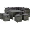 Image de vidaXL Salon de jardin 6 pcs avec coussins résine tressée gris