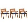 Image de vidaXL Chaises à manger de jardin avec coussins lot de 3 Acacia massif