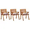 Image de vidaXL Chaises à manger de jardin avec coussins lot de 3 Acacia massif