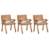 Image de vidaXL Chaises à manger de jardin avec coussins lot de 3 Acacia massif
