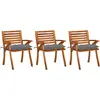 Image de vidaXL Chaises à manger de jardin avec coussins lot de 3 Acacia massif