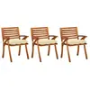 Image de vidaXL Chaises à manger de jardin avec coussins lot de 3 Acacia massif