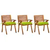 Image de vidaXL Chaises à manger de jardin avec coussins lot de 3 Acacia massif