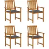 Image de vidaXL Chaises de jardin avec coussins lot de 4 Bois d'acacia massif