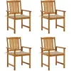 Image de vidaXL Chaises de jardin avec coussins lot de 4 Bois d'acacia massif