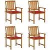 Image de vidaXL Chaises de jardin avec coussins lot de 4 Bois d'acacia massif