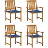 Image de vidaXL Chaises de jardin avec coussins lot de 4 Bois d'acacia massif