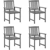 Image de vidaXL 4X Chaises de Jardin avec Coussins Sièges de Patio Chaises de Terrasse Sièges d'Extérieur Chaises de Plage Camping Gris Bois d'Acacia Massif