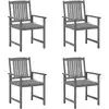 Image de vidaXL Chaises de jardin et coussins lot de 4 Gris Bois acacia massif