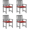 Image de vidaXL Chaises de jardin et coussins lot de 4 Gris Bois acacia massif