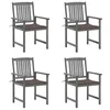 Image de vidaXL 4X Chaises de Jardin avec Coussins Sièges de Patio Chaises de Terrasse Sièges d'Extérieur Chaises de Plage Camping Gris Bois d'Acacia Massif
