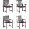 Image de vidaXL 4X Chaises de Jardin avec Coussins Sièges de Patio Chaises de Terrasse Sièges d'Extérieur Chaises de Plage Camping Gris Bois d'Acacia Massif