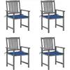 Image de vidaXL Chaises de jardin et coussins lot de 4 Gris Bois acacia massif