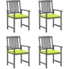 Image de Chaises de jardin et coussins lot de 4 Gris Bois acacia massif