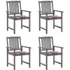 Image de vidaXL Chaises de jardin et coussins lot de 4 Gris Bois acacia massif