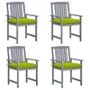 Image de vidaXL 4X Chaises de Jardin avec Coussins Sièges de Patio Chaises de Terrasse Sièges d'Extérieur Chaises de Plage Camping Gris Bois d'Acacia Massif