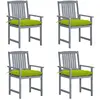 Image de vidaXL Chaises de jardin et coussins lot de 4 Gris Bois acacia massif