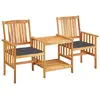 Image de vidaXL Chaises de jardin avec table à thé et coussins Acacia solide