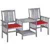 Image de vidaXL Chaises de jardin avec table à thé et coussins Acacia solide
