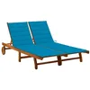 Image de vidaXL Acacia Solide Chaise Longue de Jardin 2 Places avec Coussins Transat de Terrasse Bain de Soleil d'Extérieur Chaise Longue de Patio
