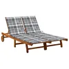 Image de vidaXL Acacia Solide Chaise Longue de Jardin 2 Places avec Coussins Bain de Soleil d'Extérieur Transat de Terrasse Chaise Longue de Patio