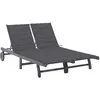 Image de vidaXL Chaise longue de jardin 2 places avec coussin Gris Acacia