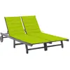 Image de vidaXL Chaise longue de jardin 2 places avec coussin Gris Acacia