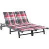 Image de vidaXL Chaise longue de jardin 2 places avec coussin Gris Acacia