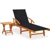 Image de vidaXL Chaise longue de jardin avec table et coussin Bois d'acacia