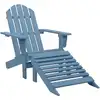 Image de vidaXL Chaise de jardin Adirondack avec pouf bois de sapin solide bleu
