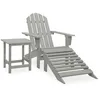 Image de vidaXL Sapin Chaise de Jardin Adirondack avec Pouf et Table Fauteuil de Patio Chaise de Terrasse Meuble d'Extérieur Siège de Jardin Gris
