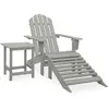 Image de vidaXL Chaise de jardin Adirondack avec pouf et table Sapin Gris