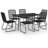 Image de vidaXL Ensemble à Dîner d'Extérieur 7 pcs Table et Chaises de Salle à Manger d'Extérieur Salon de Jardin Mobilier de Terrasse Résine Tressée et Verre