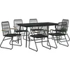 Image de vidaXL Ensemble à Manger de Jardin 7 pcs Noir Rotin PVC