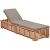 Image de vidaXL Chaise longue avec coussin gris foncé Bois de teck solide
