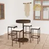 Image de vidaXL Ensemble bar de jardin 5 pcs et coussins Résine tressée Marron