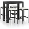 Image de vidaXL Ensemble de Bar de Jardin 5 pcs avec Coussins Mobilier de Bistrot Ensemble de Salle à Manger d'Extérieur Salon de Jardin Résine Tressée Noir