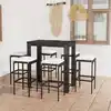 Image de vidaXL Ensemble de bar de jardin 7 pcs et coussins Résine tressée Noir