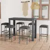 Image de vidaXL Ensemble de bar de jardin 7 pcs et coussins Résine tressée Gris