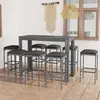 Image de vidaXL Ensemble de bar de jardin 9 pcs et coussins Résine tressée Gris