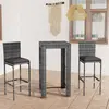 Image de vidaXL Ensemble de bar de jardin 3 pcs et coussins Résine tressée Gris