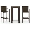 Image de vidaXL Jeu de Bar de Jardin 3 pcs avec Accoudoirs Salon de Jardin Table et Tabourets de Bistrot Patio Terrasse Extérieur Résine Tressée Marron