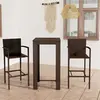 Image de vidaXL Ensemble de bar d'extérieur 3 pcs accoudoirs résine tressée