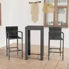 Image de vidaXL Ensemble de bar d'extérieur 3 pcs accoudoir Résine tressée Gris