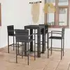 Image de vidaXL Ensemble de bar d'extérieur 5 pcs accoudoir Résine tressée Gris