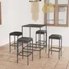 Image de vidaXL Ensemble de bar de jardin 5 pcs et coussins Résine tressée Gris