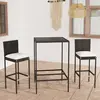 Image de vidaXL Ensemble de bar de jardin 3 pcs et coussins Résine tressée Noir