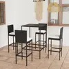 Image de vidaXL Ensemble de bar de jardin 5 pcs et coussins Résine tressée Noir
