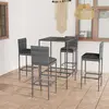 Image de vidaXL Ensemble de bar de jardin 5 pcs et coussins Résine tressée Gris