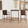 Image de vidaXL Ensemble de bar de jardin 3 pcs Résine tressée Marron